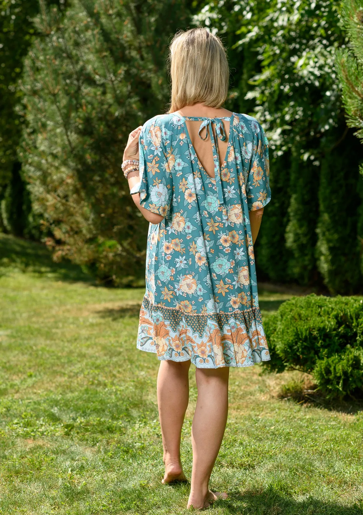 Ami Green Flowers Midi Dress
