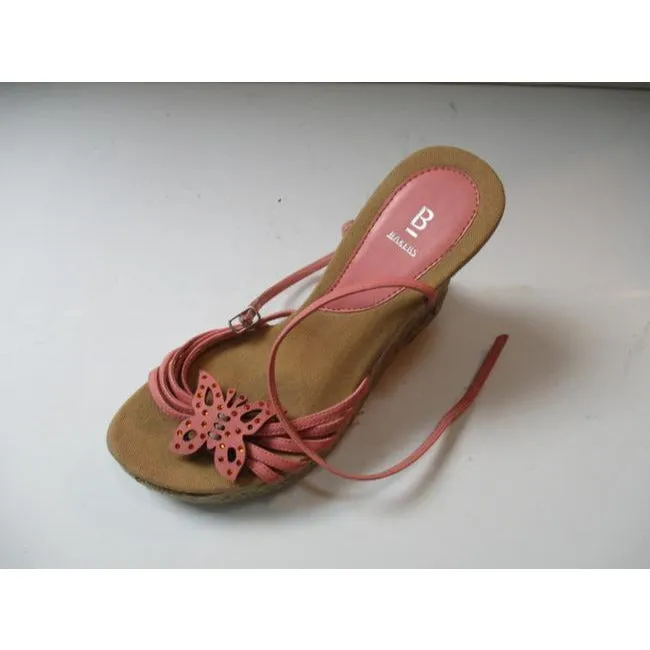Bakers Pink Strappy Butterfly Rhinestone Espadrille Platform Sandals Size Us