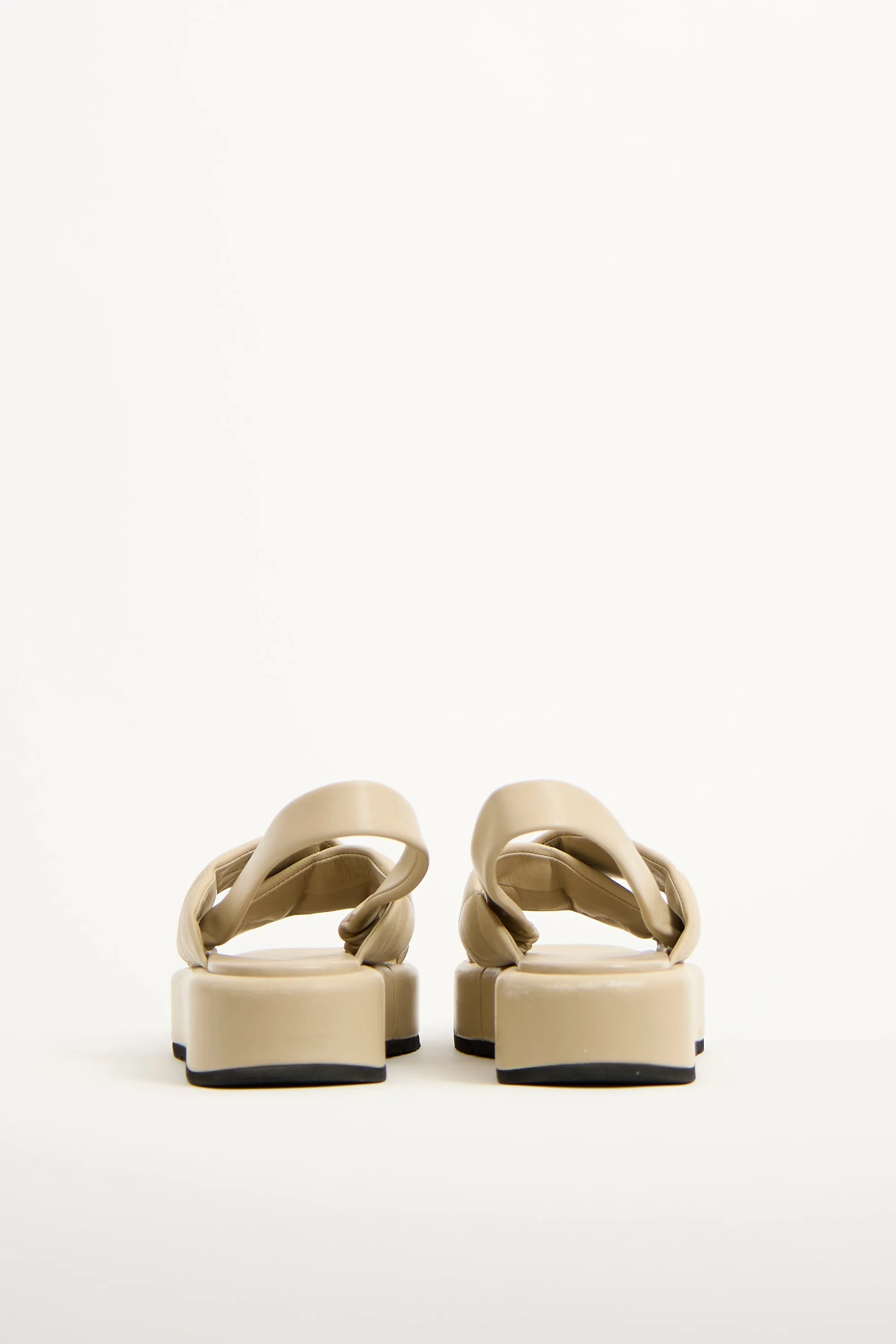 Beige Leather Quilted Slingback Sandal