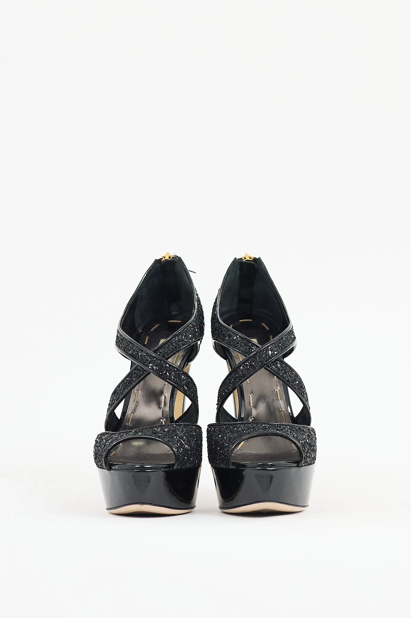 Black Glitter Platform Sandal