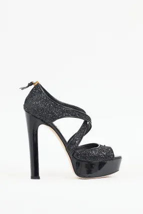 Black Glitter Platform Sandal
