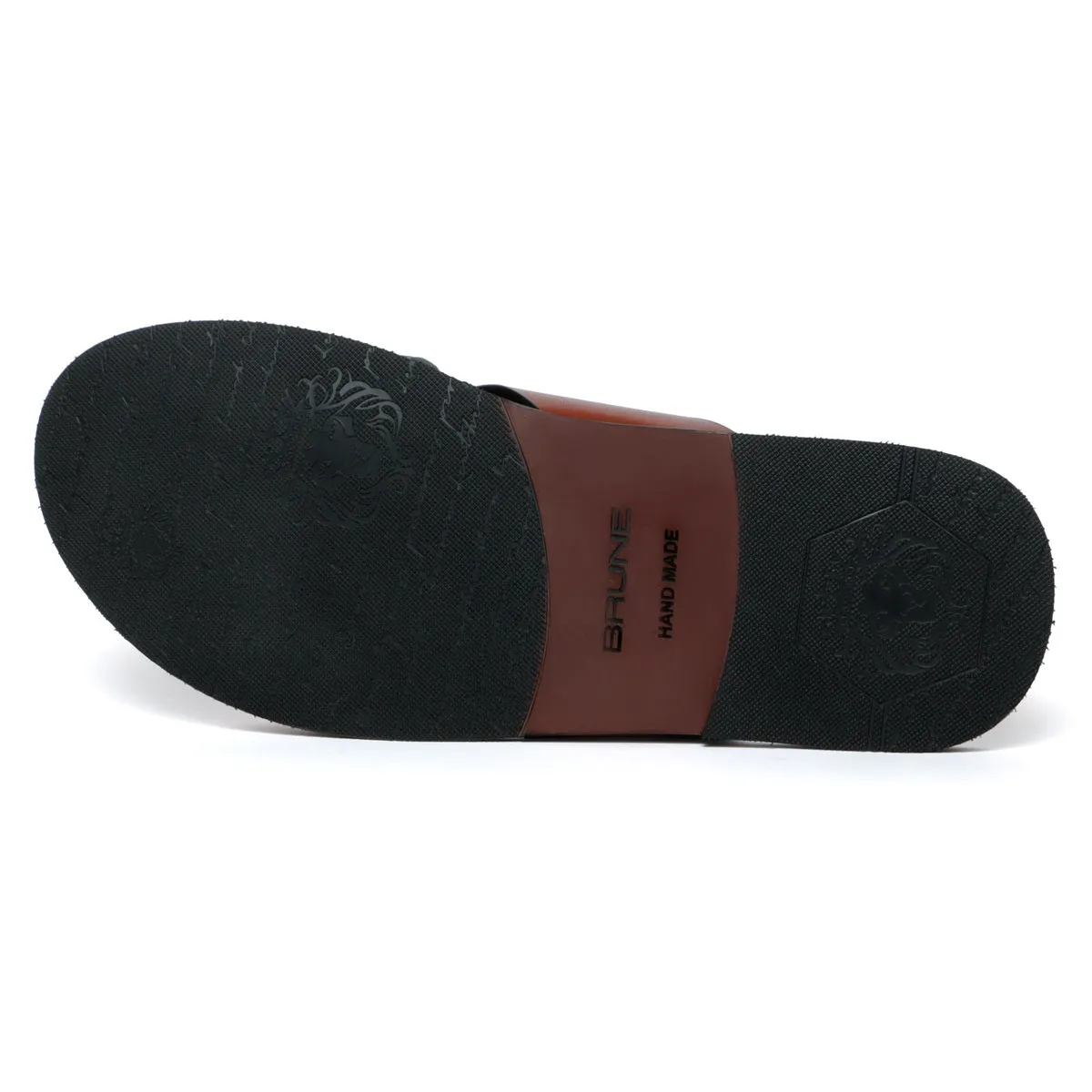 Crossover Double Strapped Slipper in Orange Tan Leather