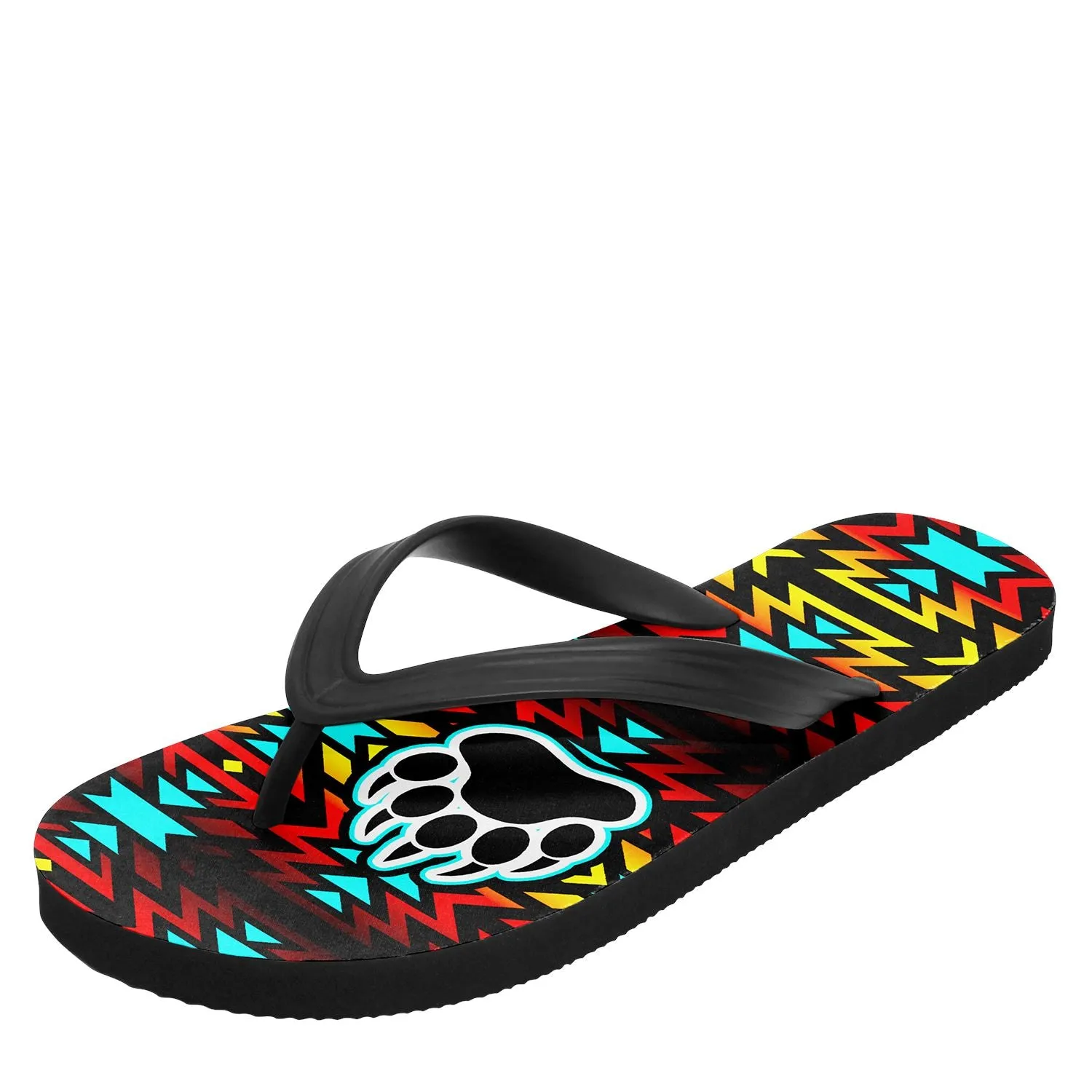 Fire Colors and Turquoise Bearpaw Flip Flops