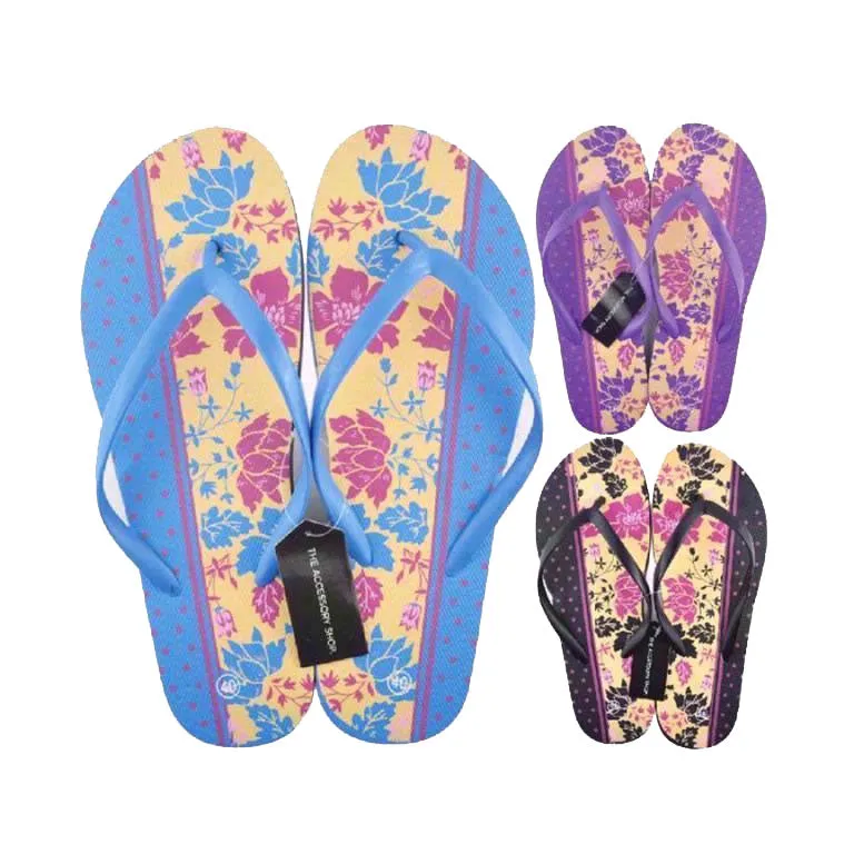 Ladies Floral Design Flip Flops