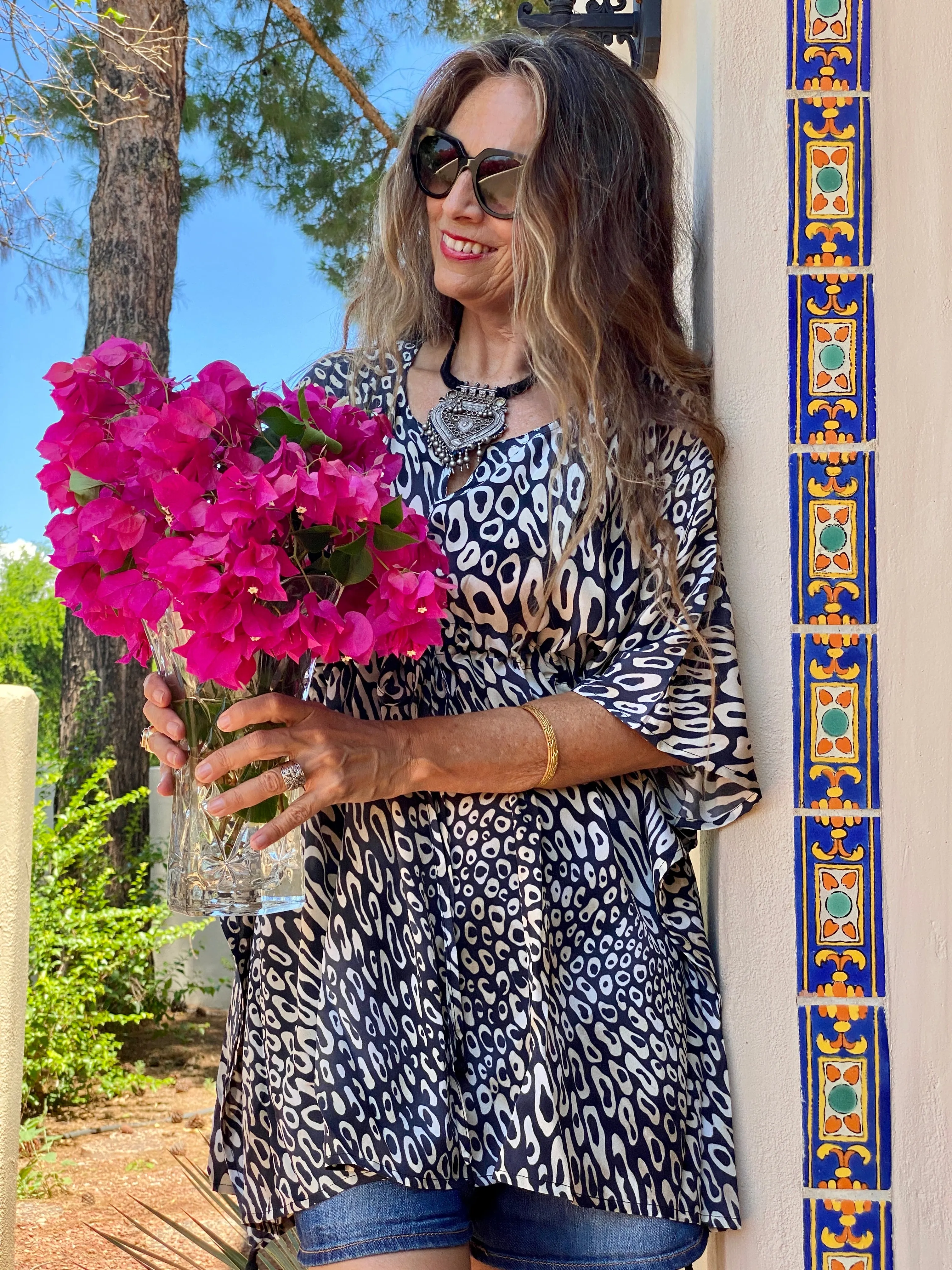 Leopardo Italian Silk Short Kaftan