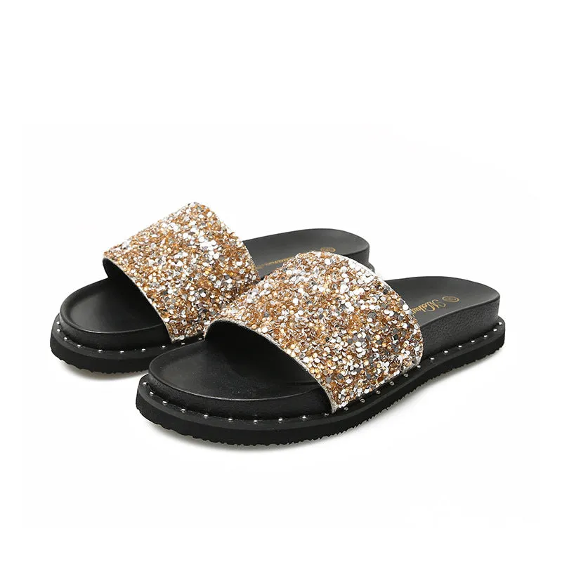 Owlkay Soft Sole Non-Slip Sparkling Slippers