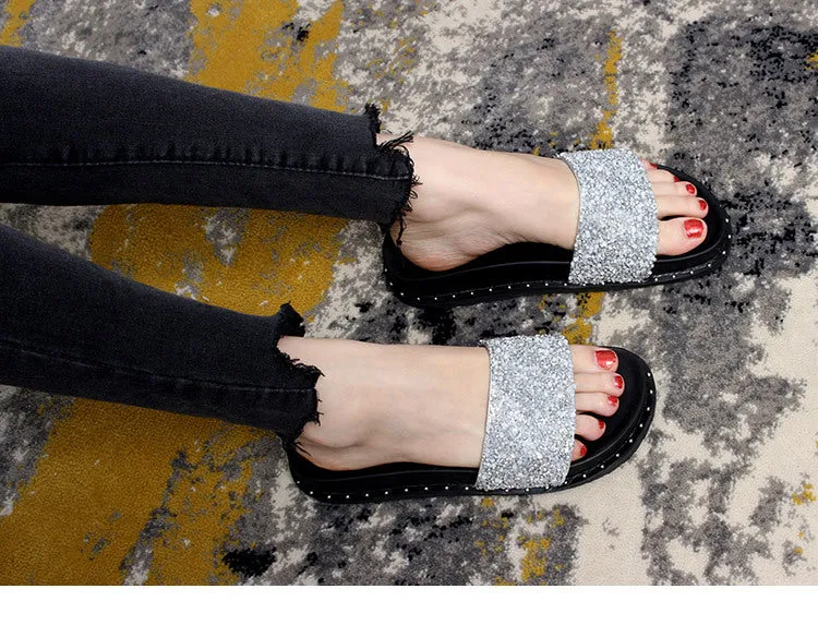 Owlkay Soft Sole Non-Slip Sparkling Slippers