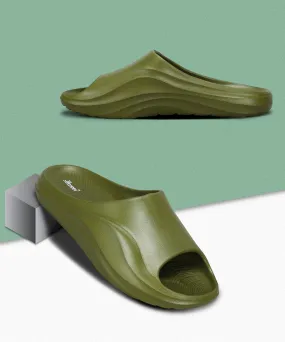 Paragon Men's Watreproof Green Sliders with Comfortable Anti-Skid Sole