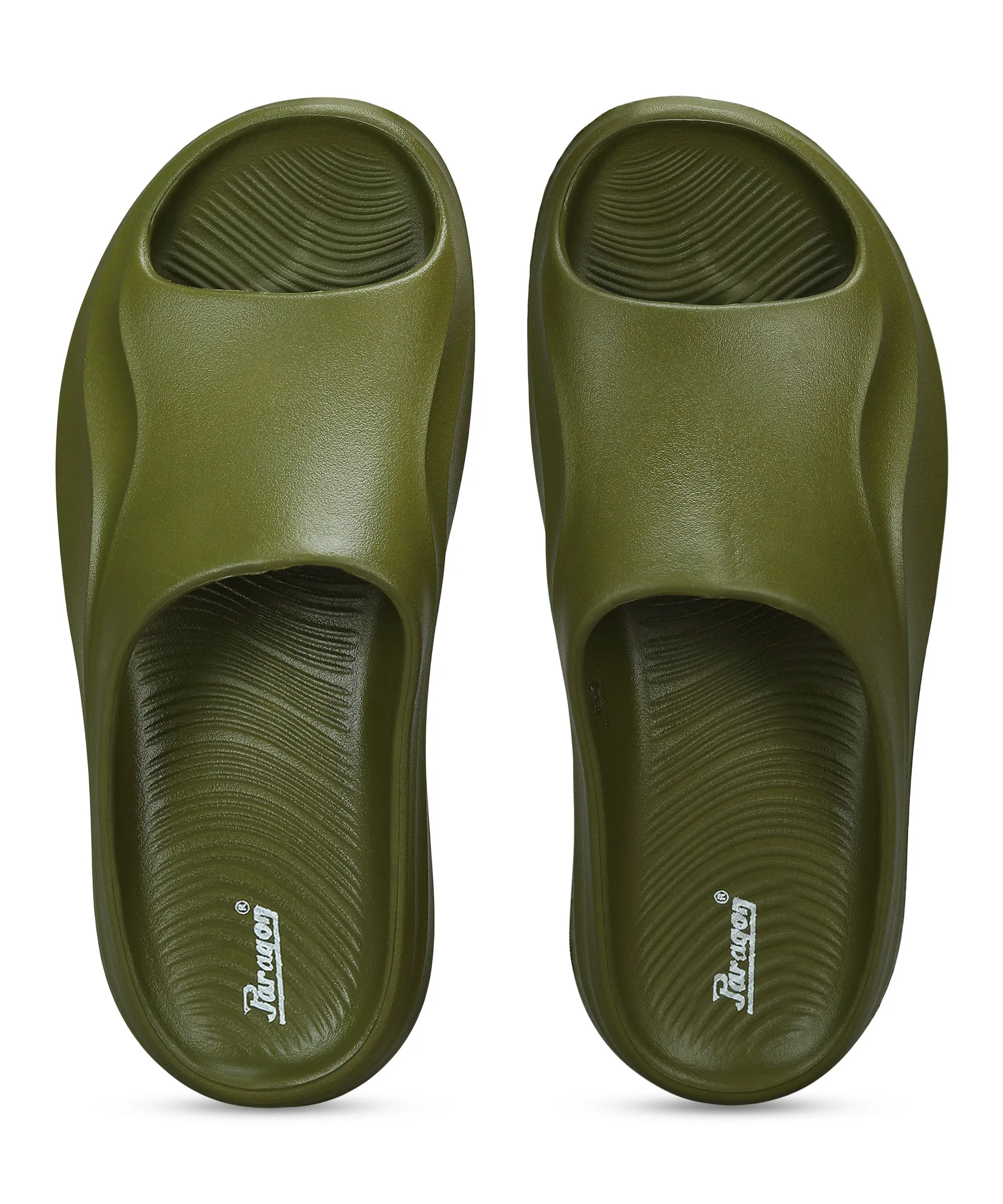 Paragon Men's Watreproof Green Sliders with Comfortable Anti-Skid Sole