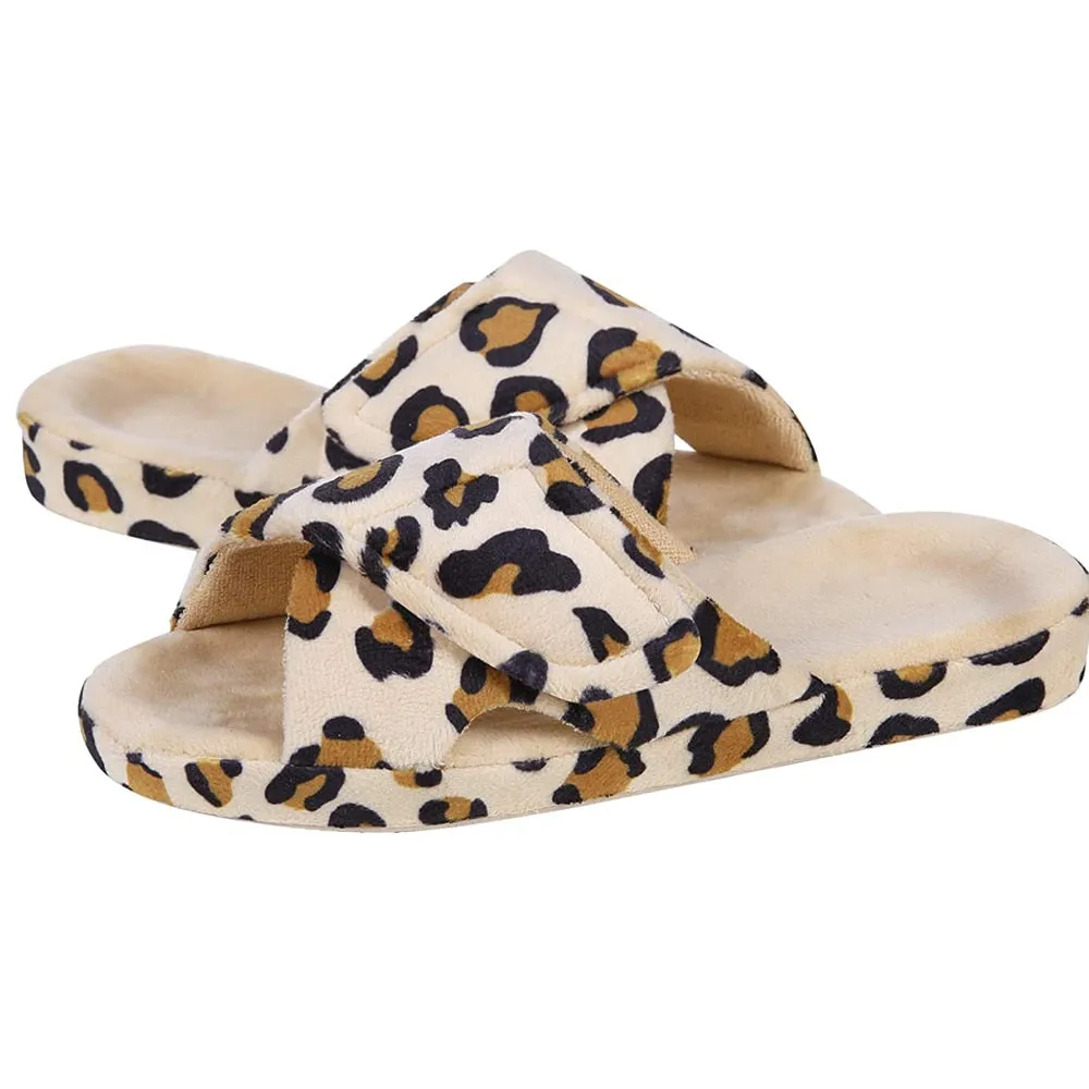Purpdrank - Fashion Fuzzy Indoor Slippers For Women New Adjustable Terry Cloth Arch Support Slippers Four Season Open Toe House Shoe
