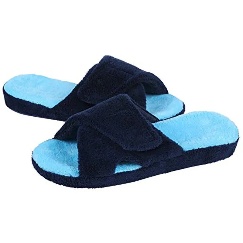 Purpdrank - Fashion Fuzzy Indoor Slippers For Women New Adjustable Terry Cloth Arch Support Slippers Four Season Open Toe House Shoe