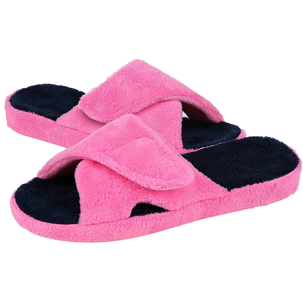 Purpdrank - Fashion Fuzzy Indoor Slippers For Women New Adjustable Terry Cloth Arch Support Slippers Four Season Open Toe House Shoe