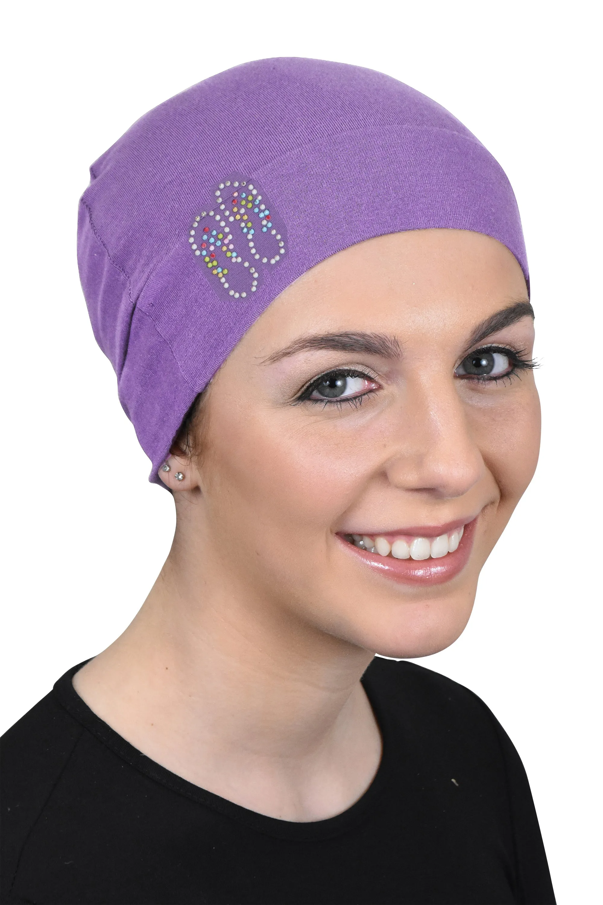 Sleep Cap / Wig Liner with Studded Flip-Flops Applique