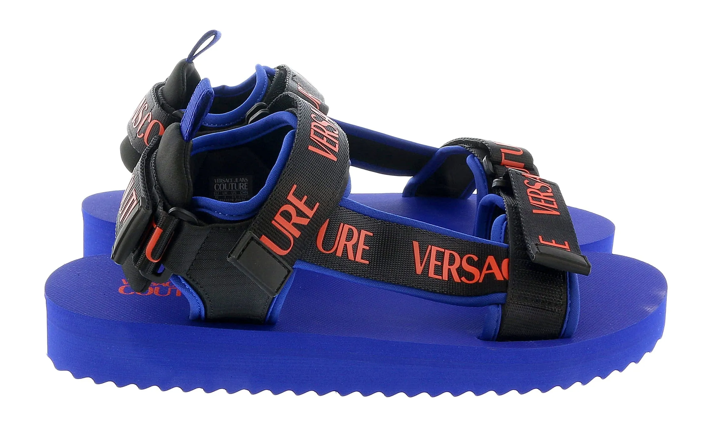 Versace Jeans Couture Electric Blue Signature Strap Trek Fashion Sandal-