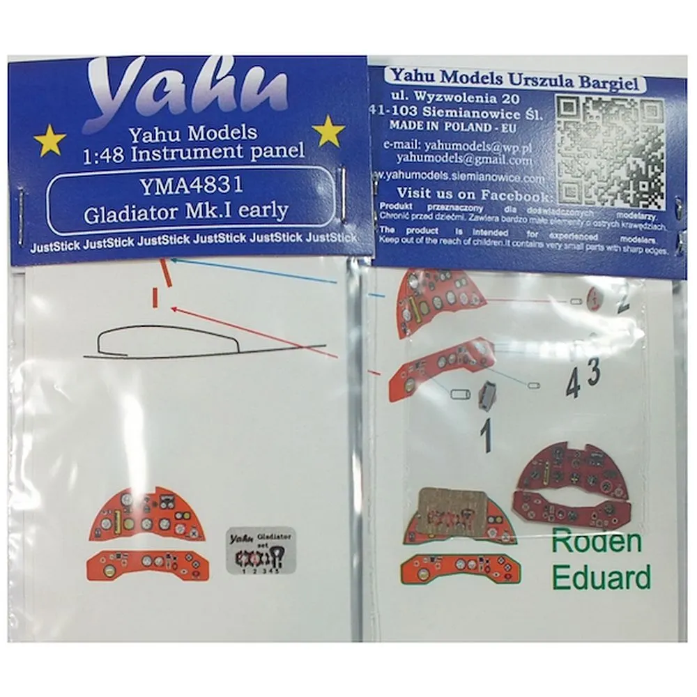 Yahu Models YMA4831 Gladiator Mk.I early Instrument Panel 1/48